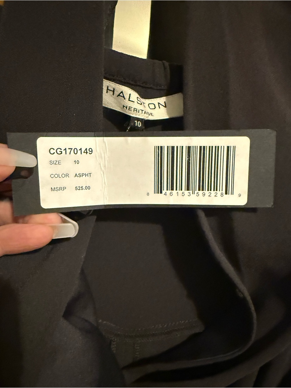 NWT V neck-halter-wide leg-Jumpsuit Halston Heritage size10 asphalt color FLAWED - Picture 8 of 12